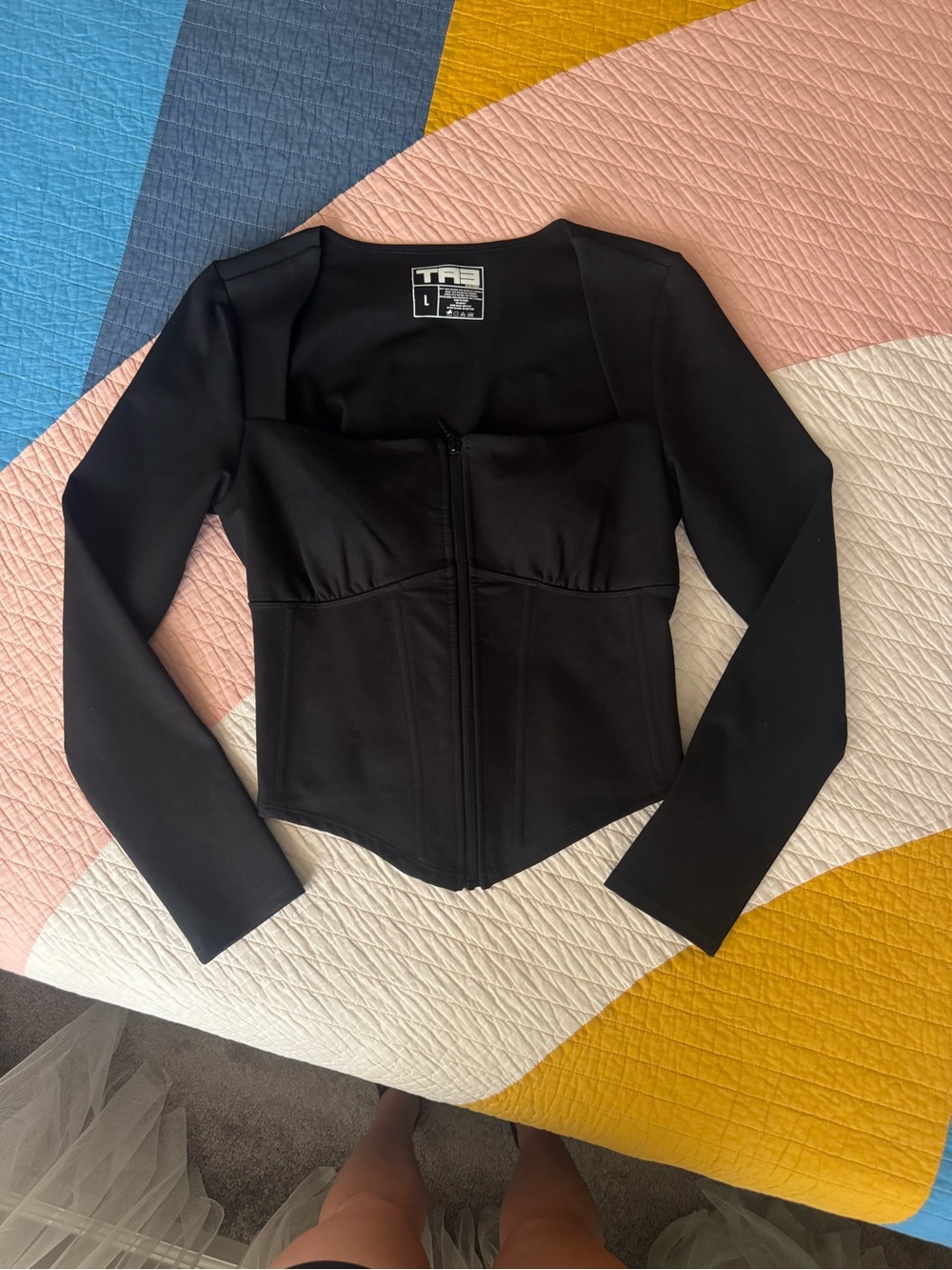 TA3 Corsety Square Neck Long Sleeve Top - Picture 2 of 5